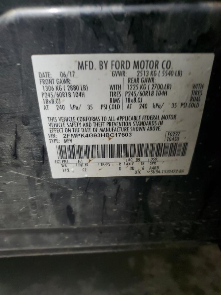 2017 Ford Edge Se VIN: 2FMPK4G93HBC17603 Lot: 90548685