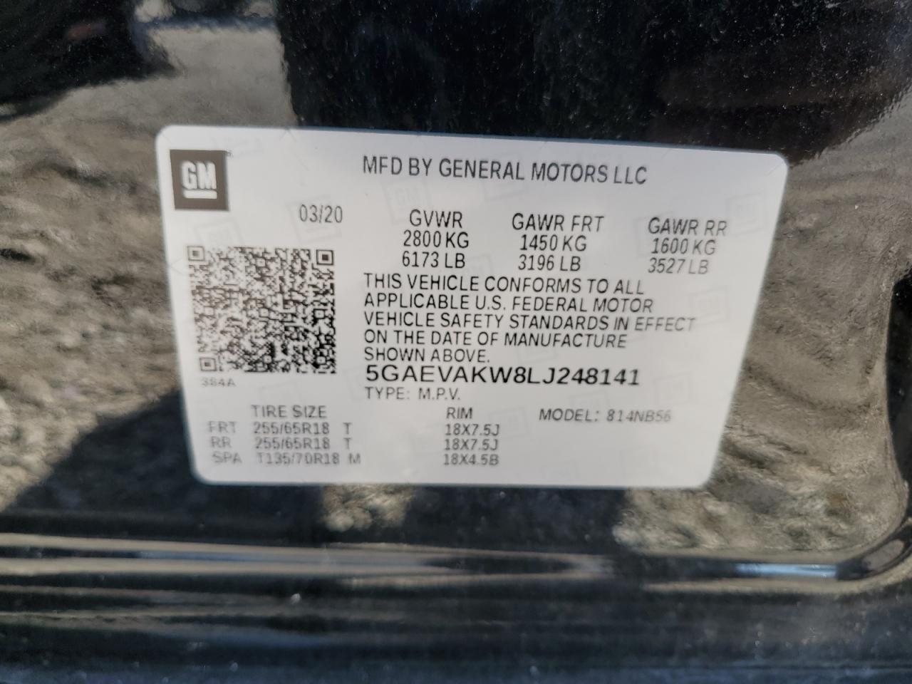 2020 Buick Enclave Essence VIN: 5GAEVAKW8LJ248141 Lot: 85011285