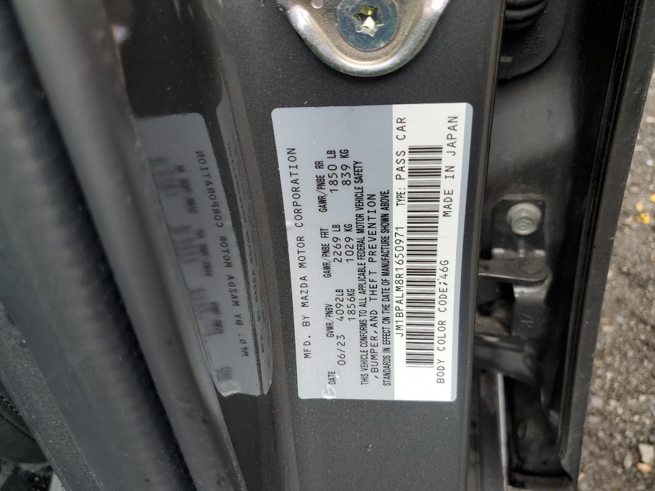 2024 Mazda 3 Preferred VIN: JM1BPALM8R1650971 Lot: 85523005