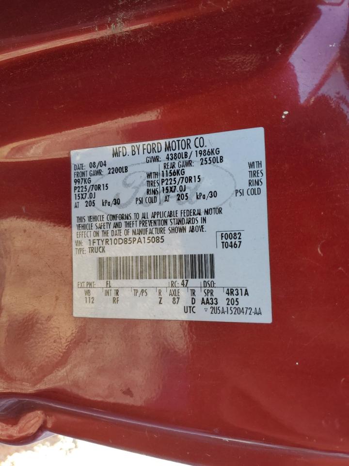 2005 Ford Ranger VIN: 1FTYR10D85PA15085 Lot: 82367395
