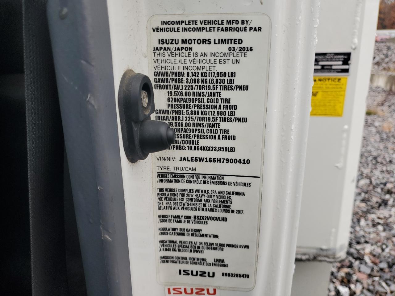 2017 Isuzu Nqr Delivery Truck VIN: JALE5W165H7900410 Lot: 86881095