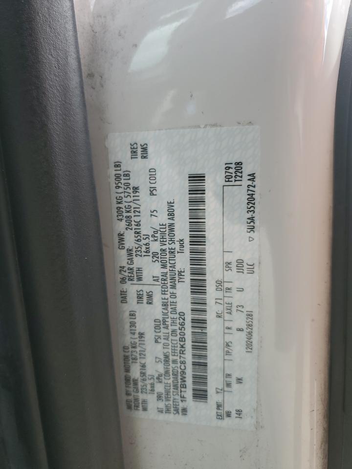 2024 Ford Transit T- - Refrigerated Delivery Van VIN: 1FTBW9C87RKB05620 Lot: 93543855