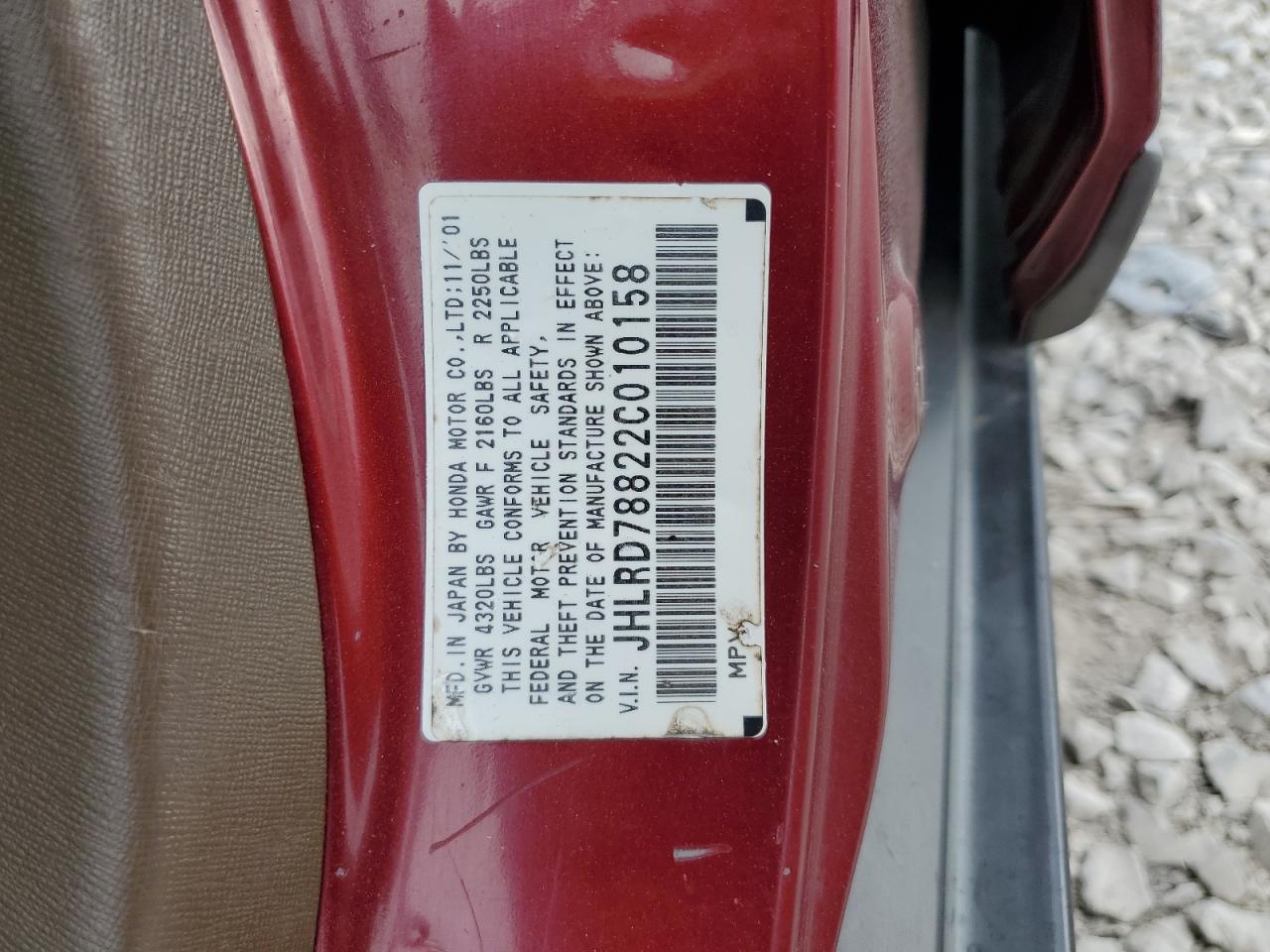 2002 Honda Cr-V Ex VIN: JHLRD78822C010158 Lot: 82296745