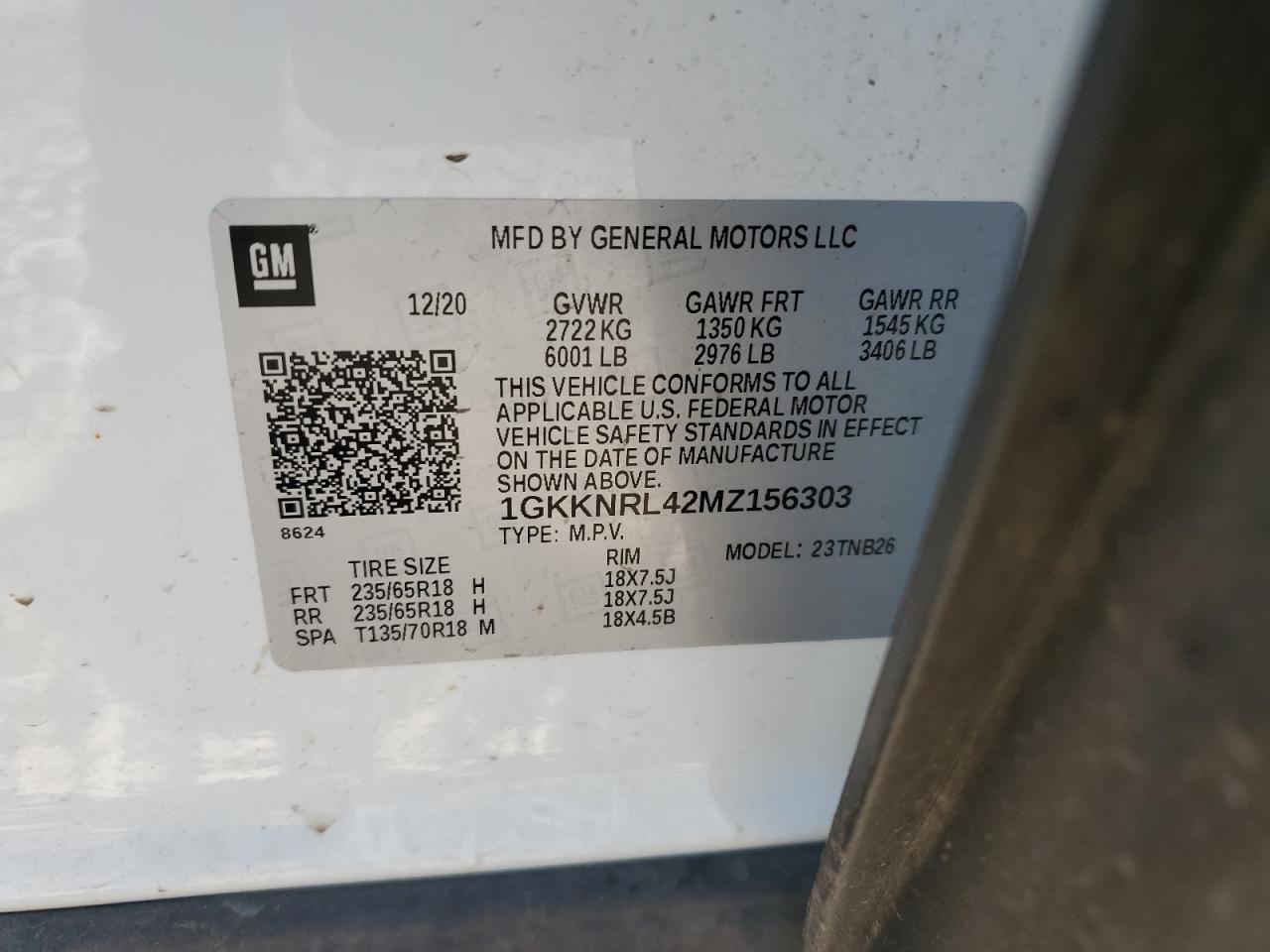 2021 GMC Acadia Sle VIN: 1GKKNRL42MZ156303 Lot: 87204985