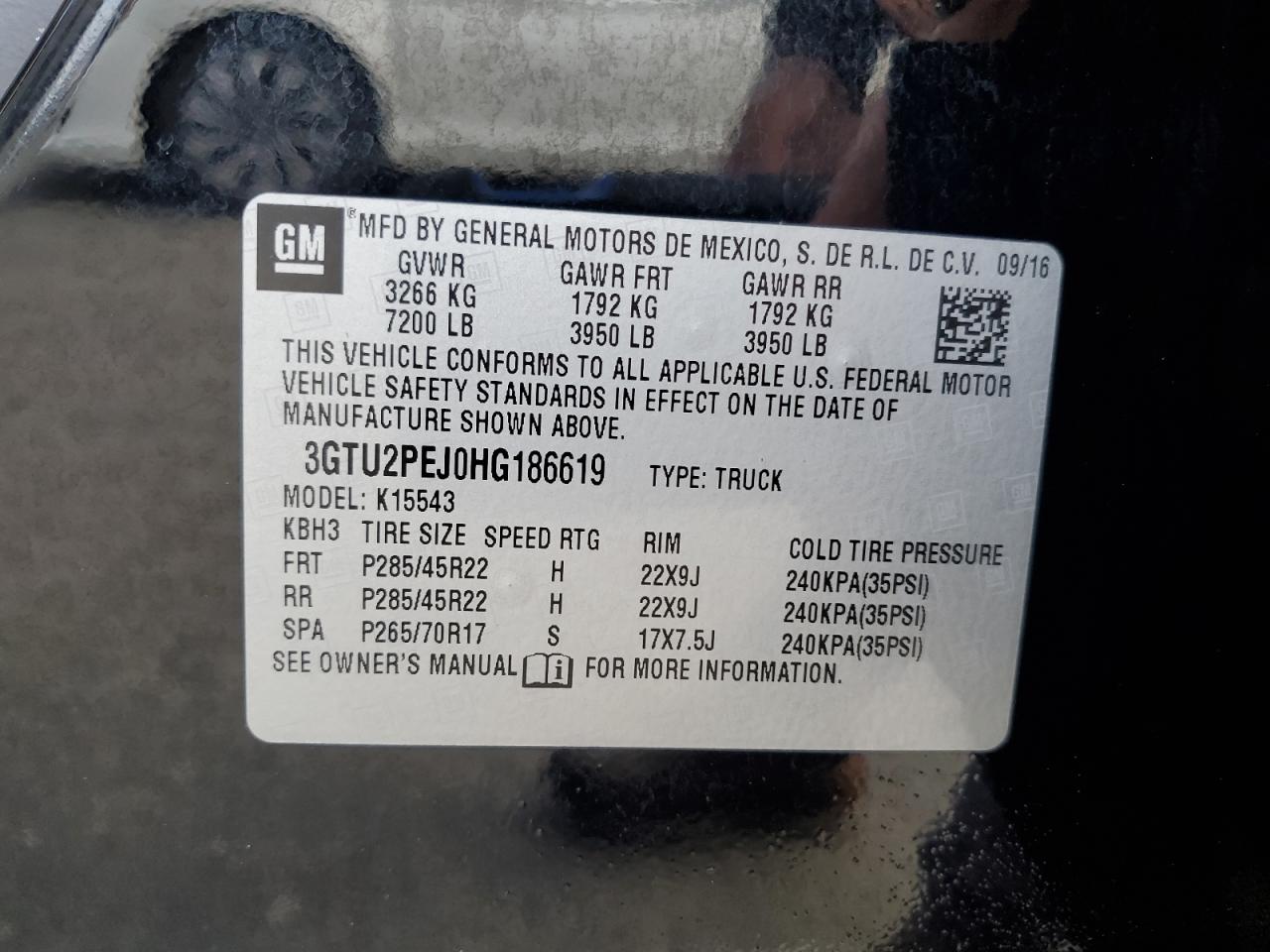 2017 GMC Sierra K1500 Denali VIN: 3GTU2PEJ0HG186619 Lot: 86846305