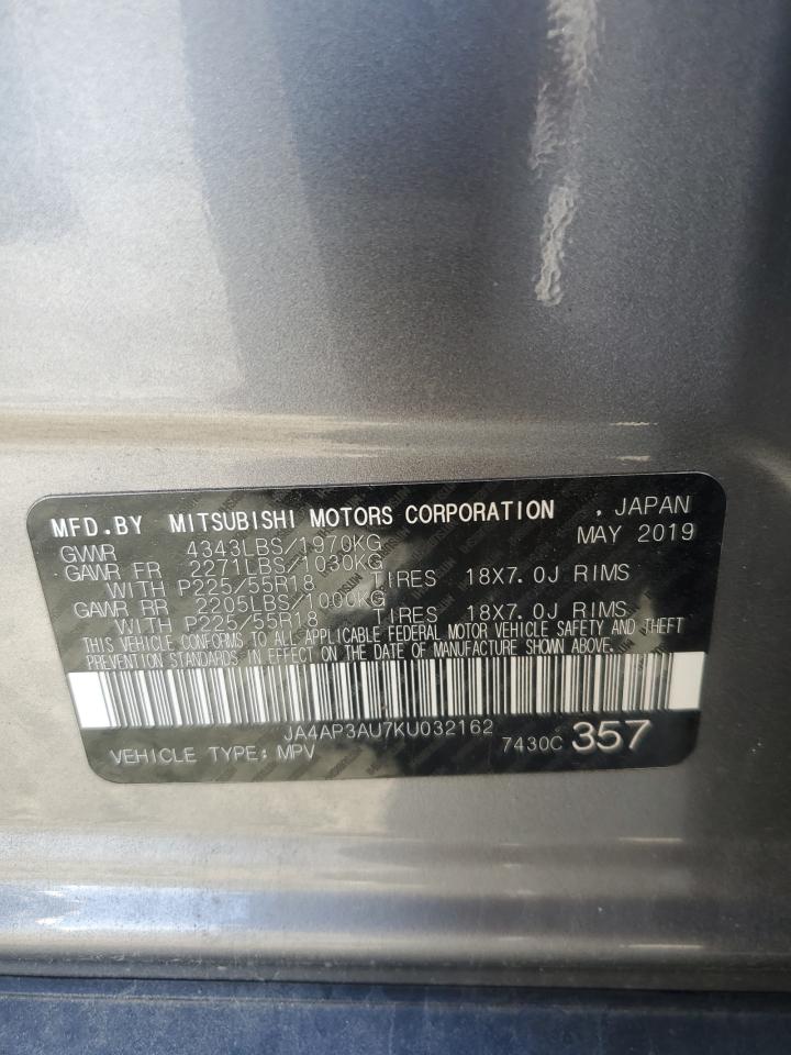 2019 Mitsubishi Outlander Sport Es VIN: JA4AP3AU7KU032162 Lot: 86606585
