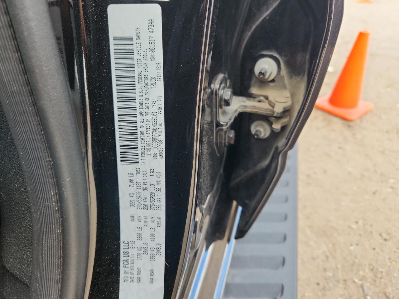 2019 Ram 1500 Big Horn/Lone Star VIN: 1C6SRFFTXKN536101 Lot: 85939535