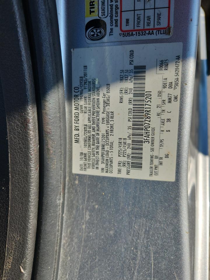 2009 Ford Fusion Se VIN: 3FAHP07Z89R175201 Lot: 82323635