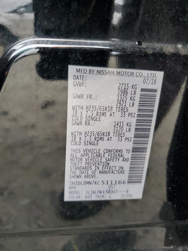 2019 Infiniti Qx60 Luxe VIN: 5N1DL0MN7KC511166 Lot: 82705525