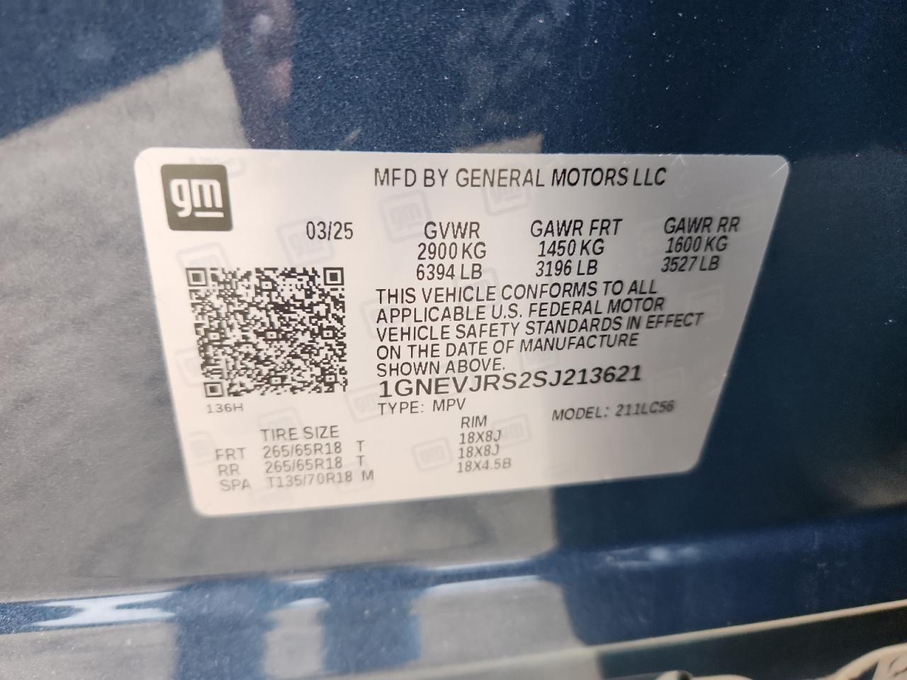 2025 Chevrolet Traverse Z71 VIN: 1GNEVJRS2SJ213621 Lot: 82299155