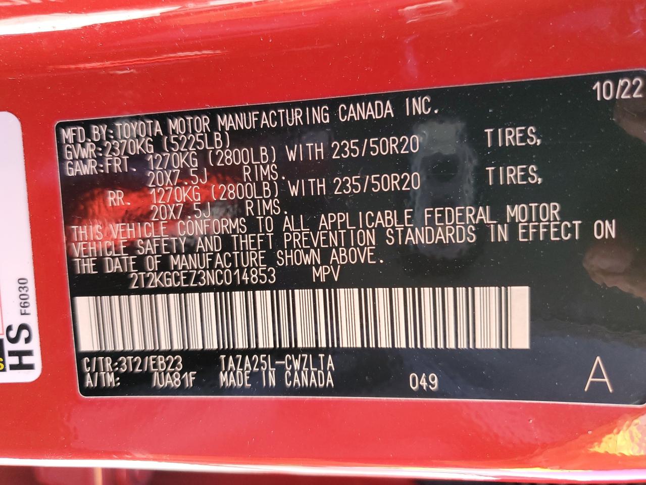 2022 Lexus Nx 350 VIN: 2T2KGCEZ3NC014853 Lot: 87192915