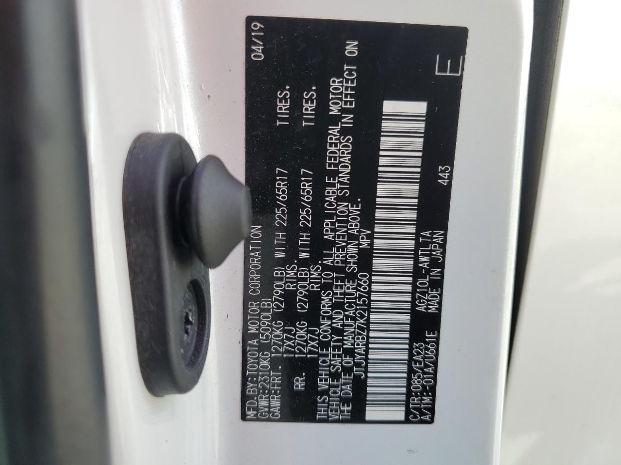 2019 Lexus Nx 300 Base VIN: JTJYARBZ7K2157660 Lot: 82418515