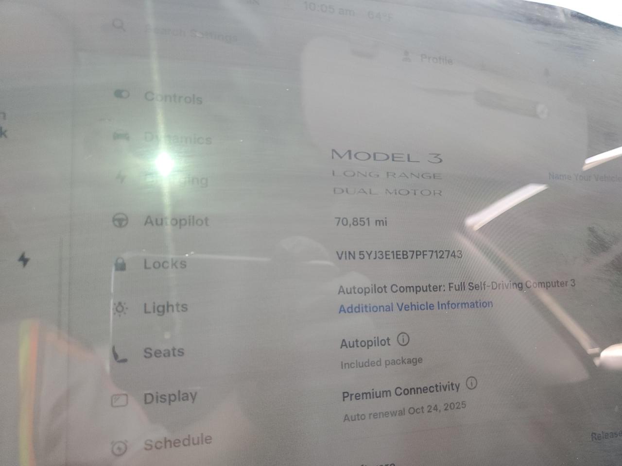 2023 Tesla Model 3 VIN: 5YJ3E1EB7PF712743 Lot: 87485355