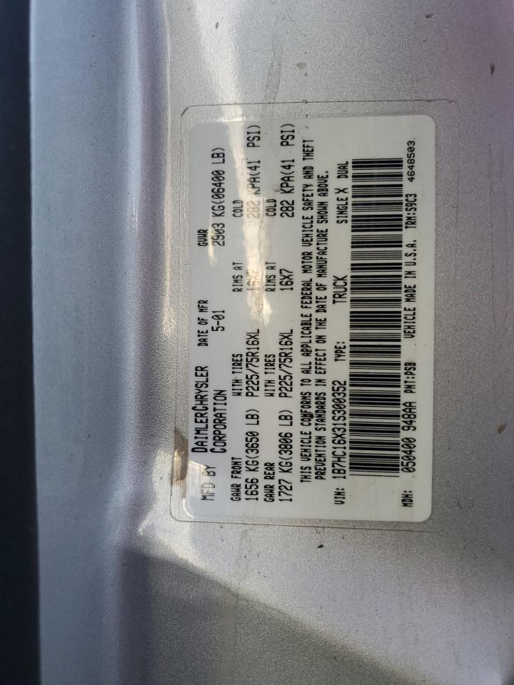 2001 Dodge Ram 1500 VIN: 1B7HC16X31S300352 Lot: 87245535