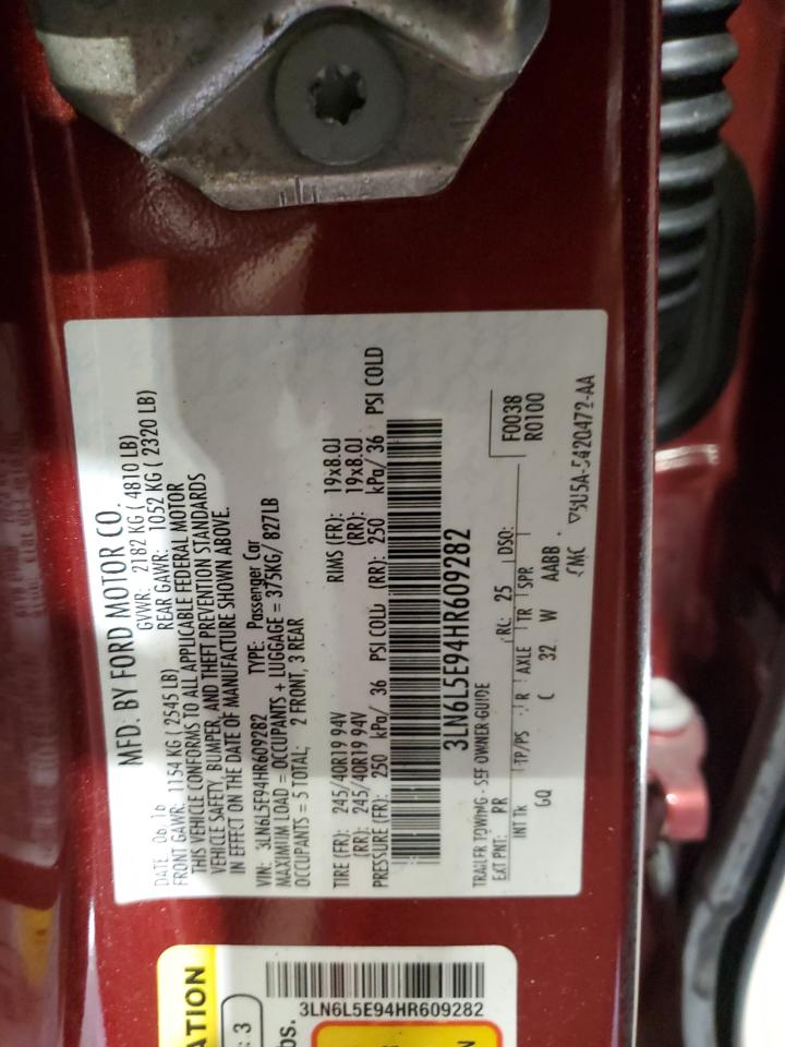 2017 Lincoln Mkz Reserve VIN: 3LN6L5E94HR609282 Lot: 89501505