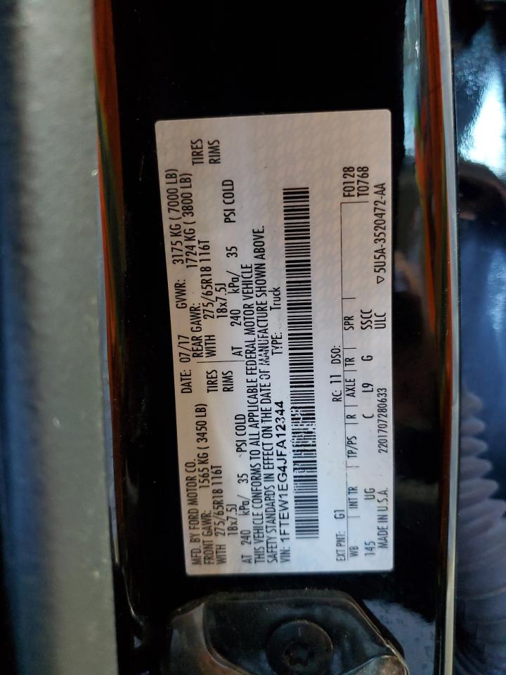 2018 Ford F150 Supercrew VIN: 1FTEW1EG4JFA12344 Lot: 85327345