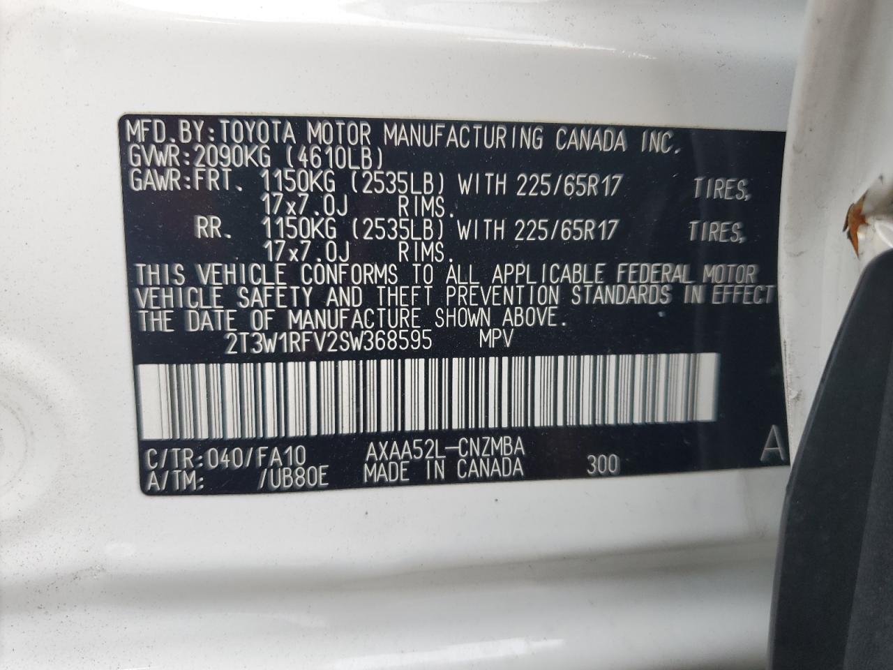 2025 Toyota Rav4 Xle VIN: 2T3W1RFV2SW368595 Lot: 84215975