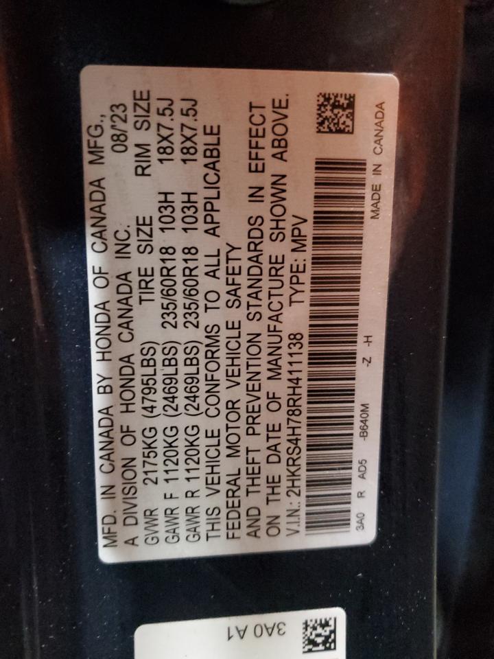 2024 Honda Cr-V Exl VIN: 2HKRS4H78RH411138 Lot: 87036605