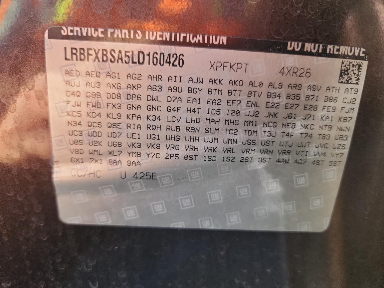 2020 Buick Envision Preferred VIN: LRBFXBSA5LD160426 Lot: 87251305