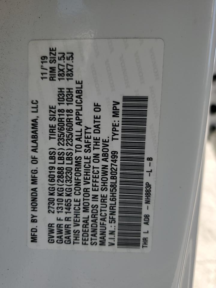 2020 Honda Odyssey Ex VIN: 5FNRL6H58LB027499 Lot: 90711405