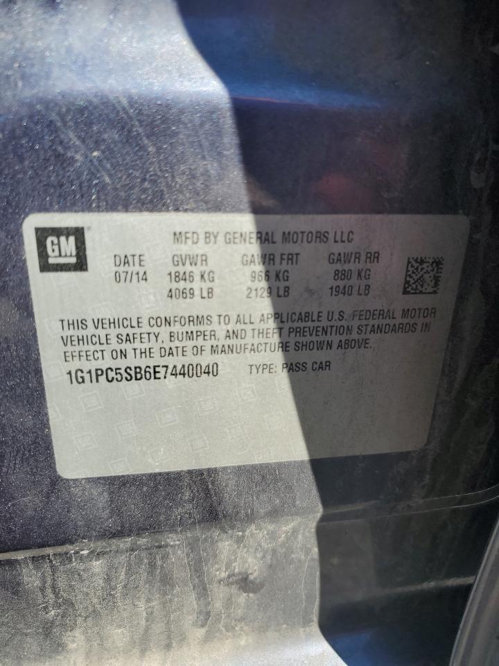 2014 Chevrolet Cruze Lt VIN: 1G1PC5SB6E7440040 Lot: 84062275