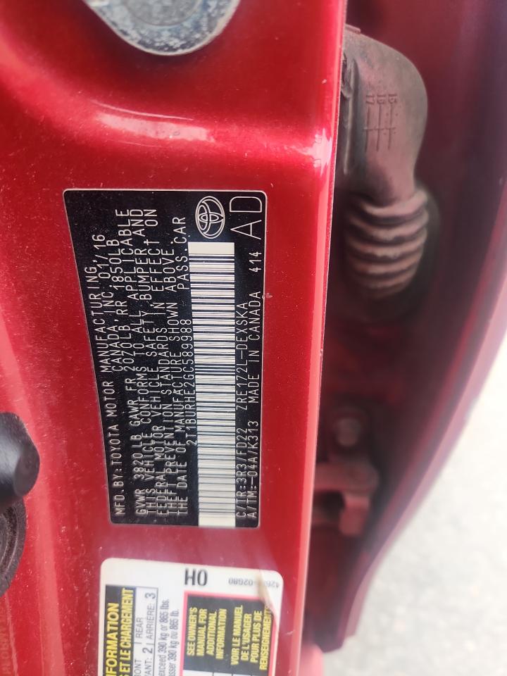 2016 Toyota Corolla L VIN: 2T1BURHE2GC589988 Lot: 84953225