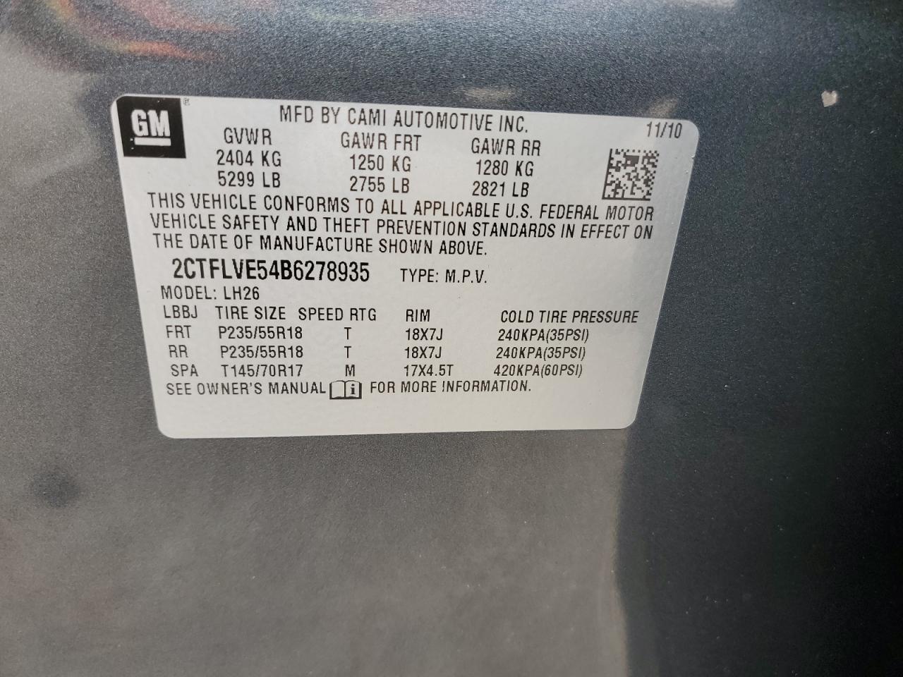 2011 GMC Terrain Slt VIN: 2CTFLVE54B6278935 Lot: 86125495