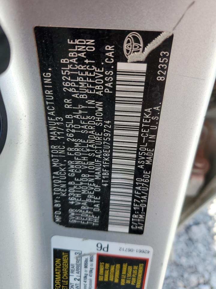 2014 Toyota Camry L VIN: 4T1BF1FK8EU759724 Lot: 82187925