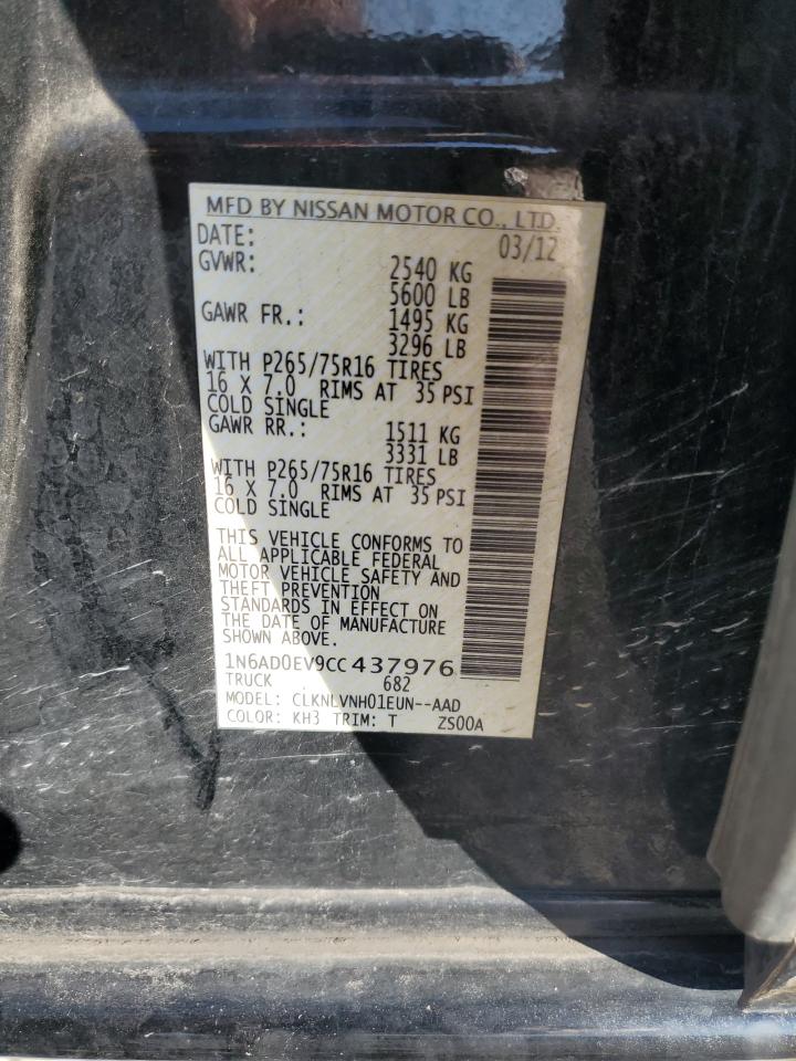 2012 Nissan Frontier S VIN: 1N6AD0EV9CC437976 Lot: 82439215