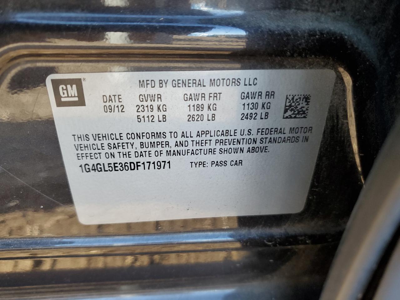 2013 Buick Lacrosse VIN: 1G4GL5E36DF171971 Lot: 85833745