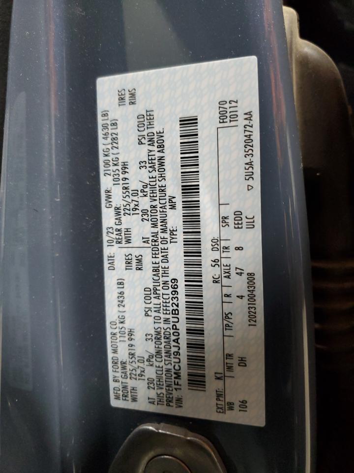 2023 Ford Escape Platinum VIN: 1FMCU9JA0PUB23969 Lot: 85686965