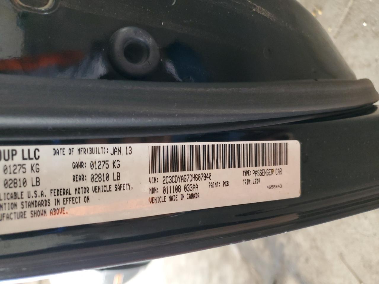 2013 Dodge Challenger Sxt VIN: 2C3CDYAG7DH607840 Lot: 85889015