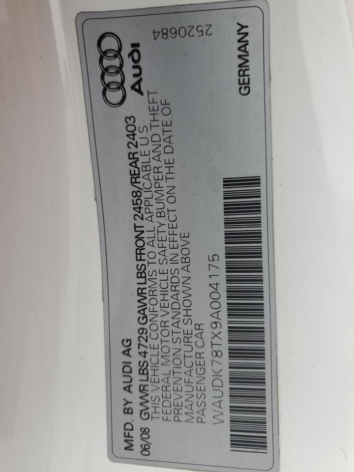 2009 Audi A5 Quattro VIN: WAUDK78TX9A004175 Lot: 85891115
