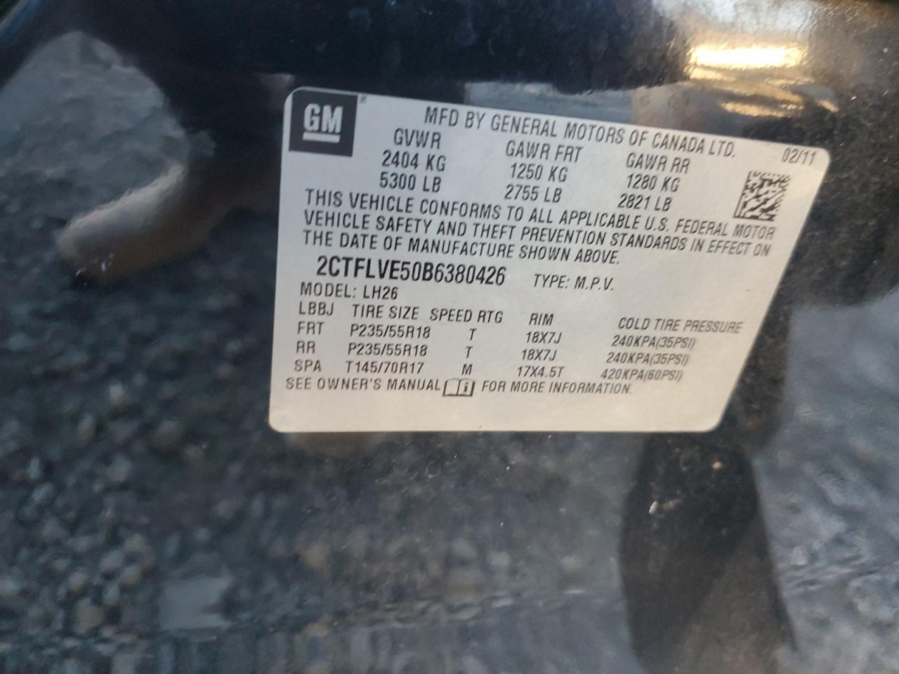 2011 GMC Terrain Slt VIN: 2CTFLVE50B6380426 Lot: 82466835