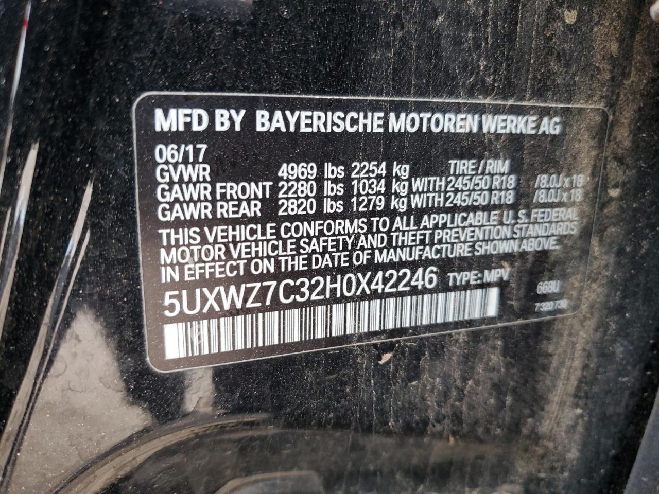 2017 BMW X3 Sdrive28I VIN: 5UXWZ7C32H0X42246 Lot: 84896065