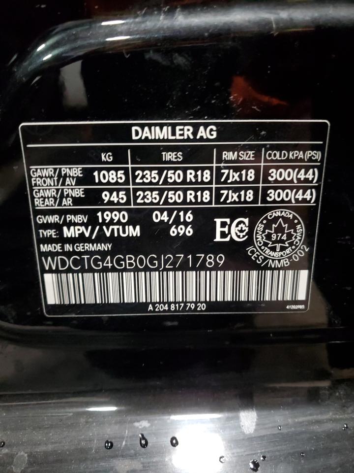 2016 Mercedes-Benz Gla 250 4Matic VIN: WDCTG4GB0GJ271789 Lot: 90314545