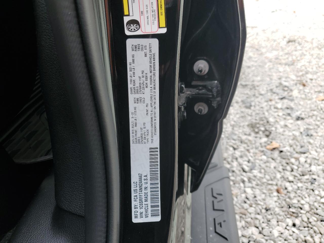 2022 Ram 1500 Big Horn/Lone Star VIN: 1C6SRFFT4NN244447 Lot: 86818365