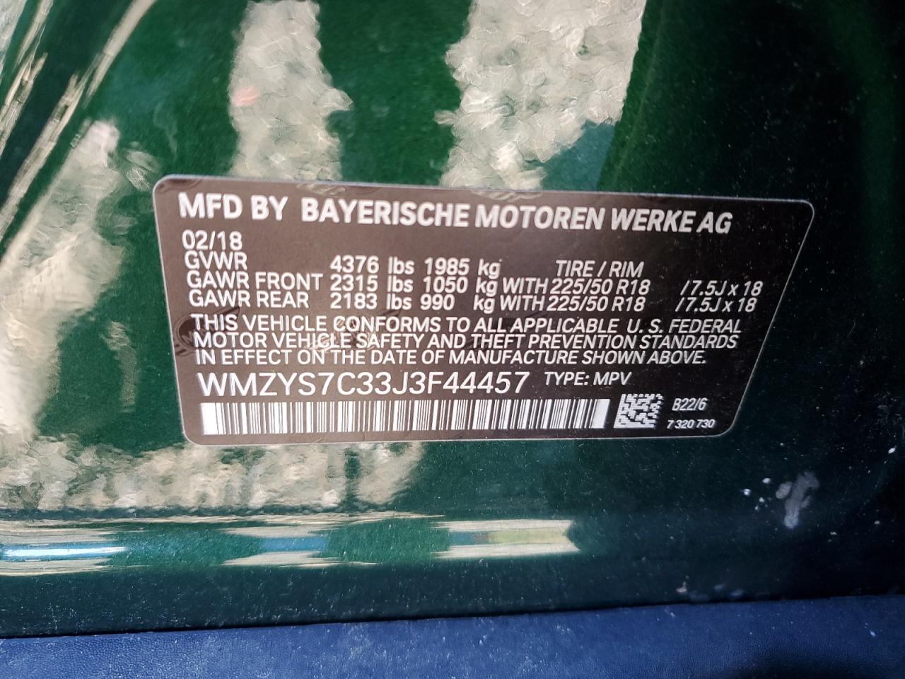 2018 Mini Cooper Countryman VIN: WMZYS7C33J3F44457 Lot: 84599825