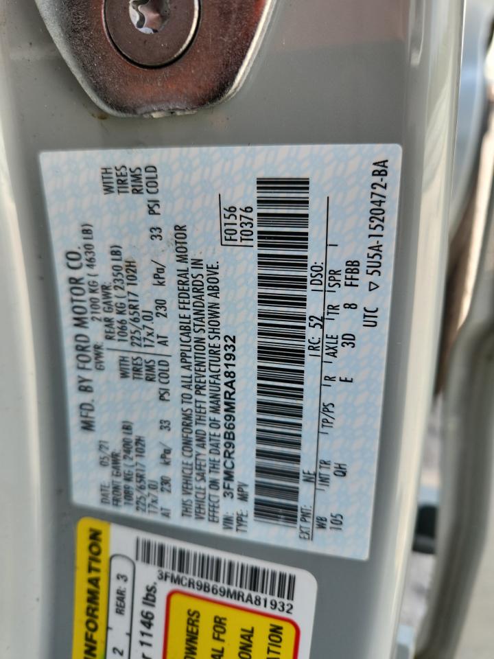 2021 Ford Bronco Sport Big Bend VIN: 3FMCR9B69MRA81932 Lot: 85462965