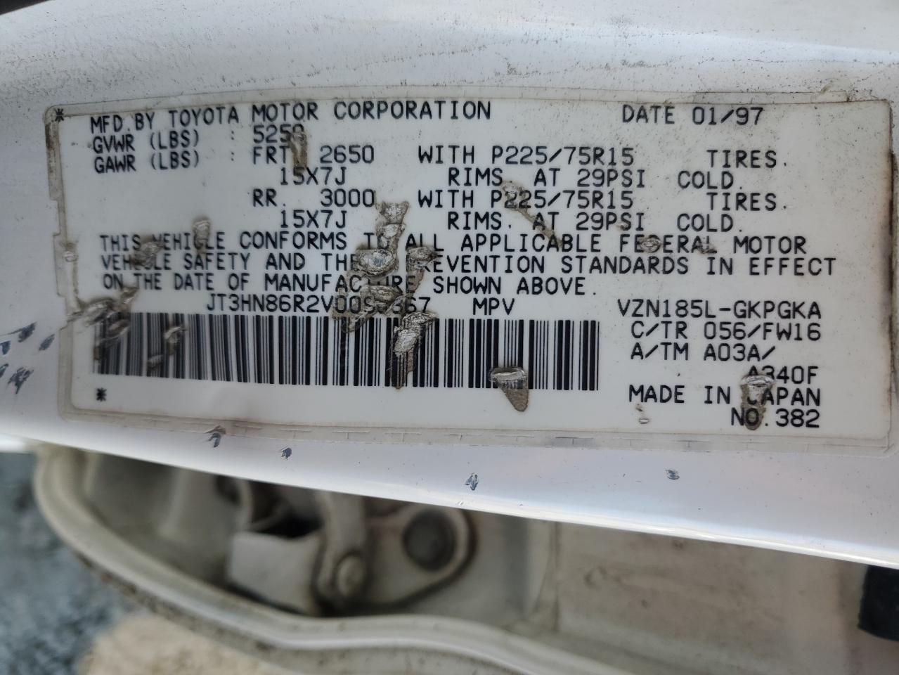 1997 Toyota 4Runner Sr5 VIN: JT3HN86R2V0090367 Lot: 86592305