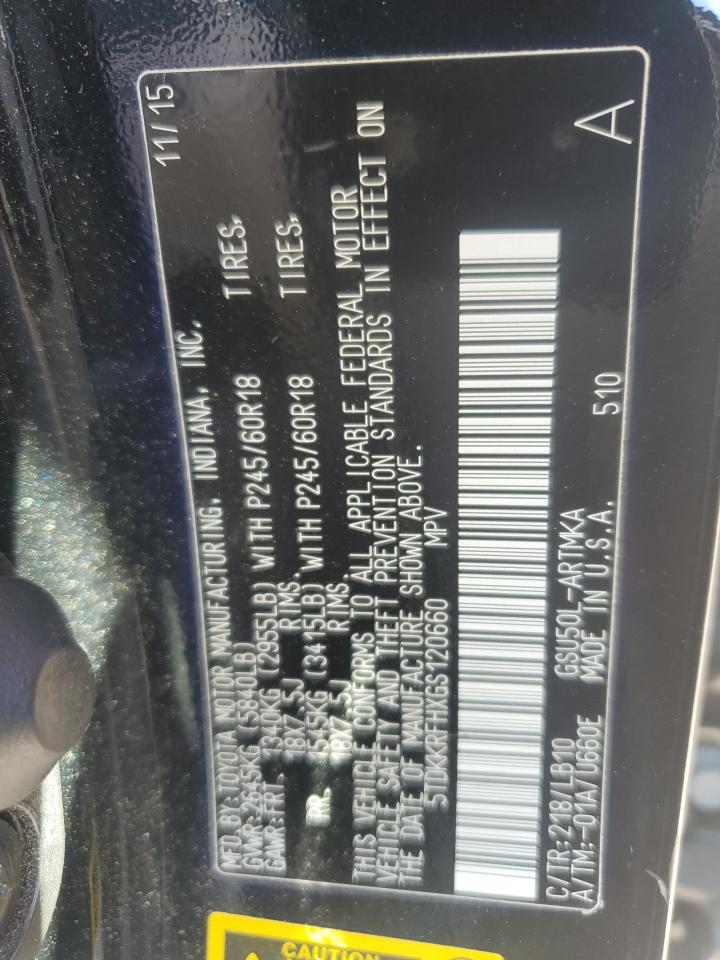 2016 Toyota Highlander Xle VIN: 5TDKKRFHXGS120660 Lot: 85474035