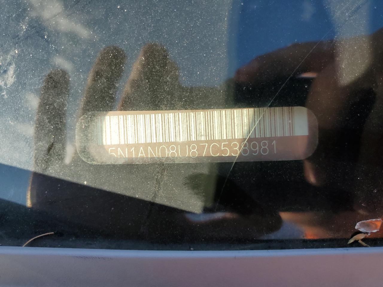 2007 Nissan Xterra Off Road VIN: 5N1AN08U87C538981 Lot: 90882345