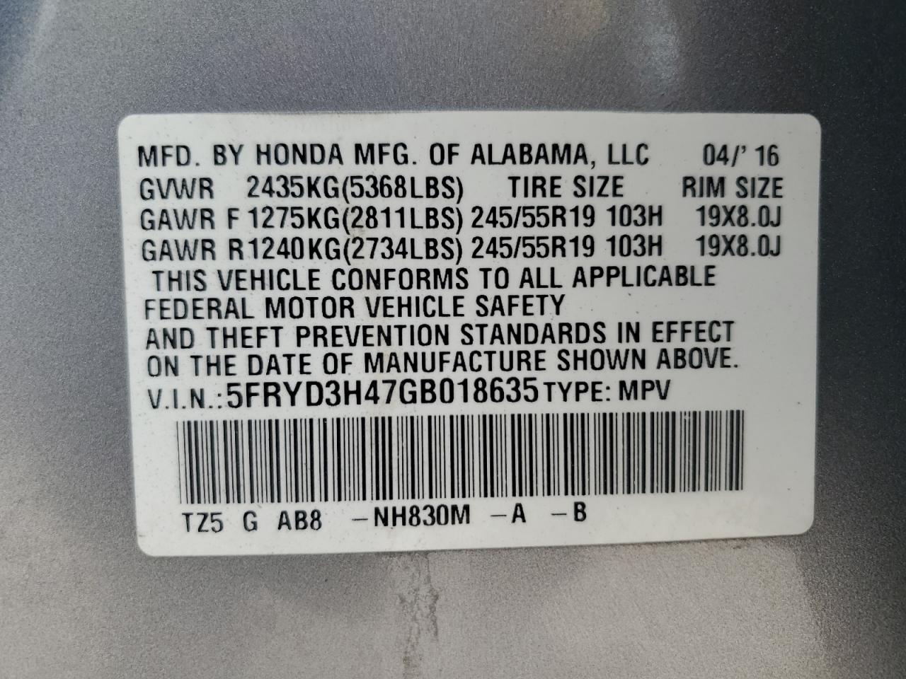 2016 Acura Mdx Technology VIN: 5FRYD3H47GB018635 Lot: 82576905