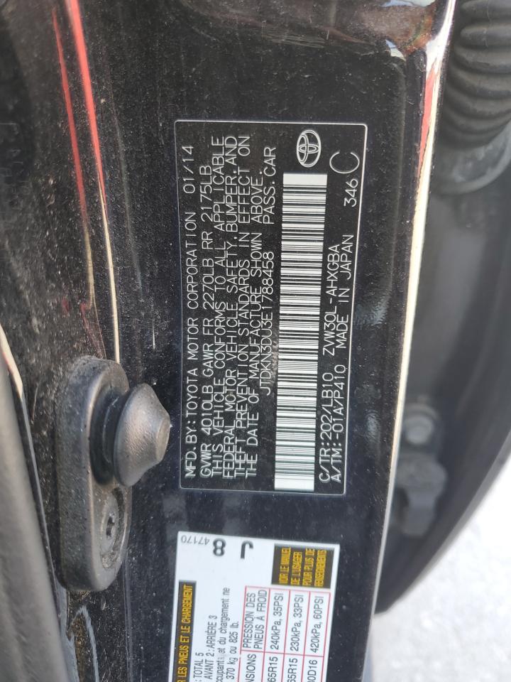 2014 Toyota Prius VIN: JTDKN3DU3E1788458 Lot: 81993535