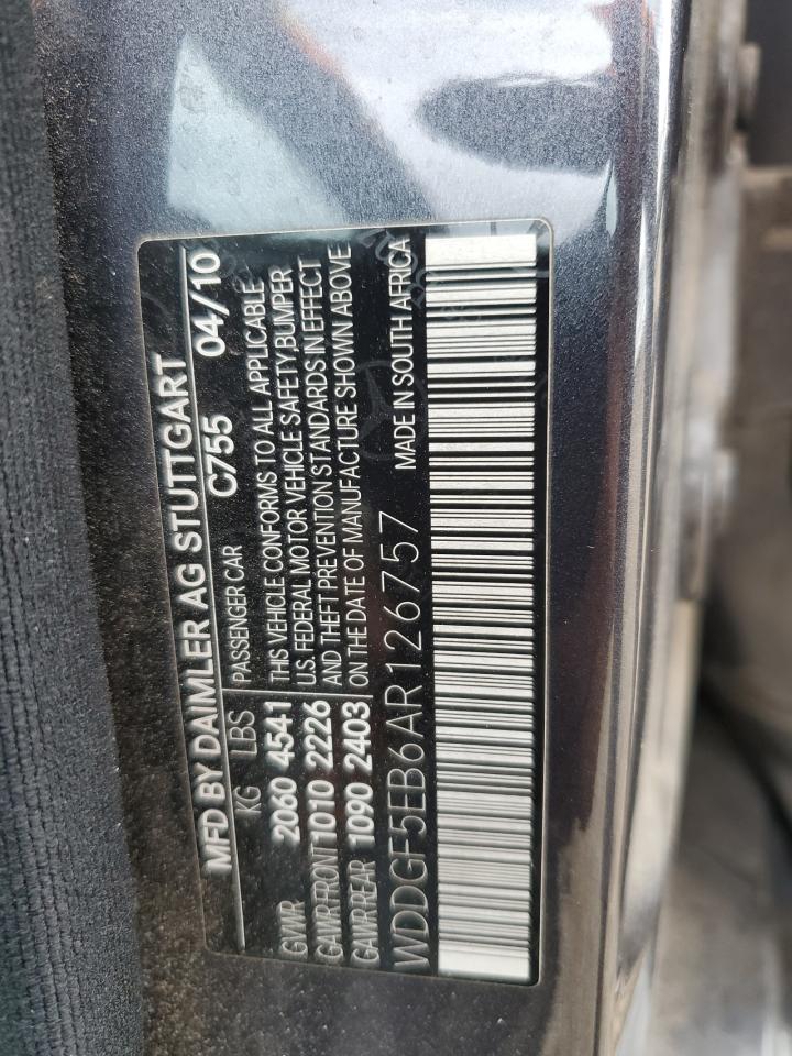 2010 Mercedes-Benz C 300 VIN: WDDGF5EB6AR126757 Lot: 90378615