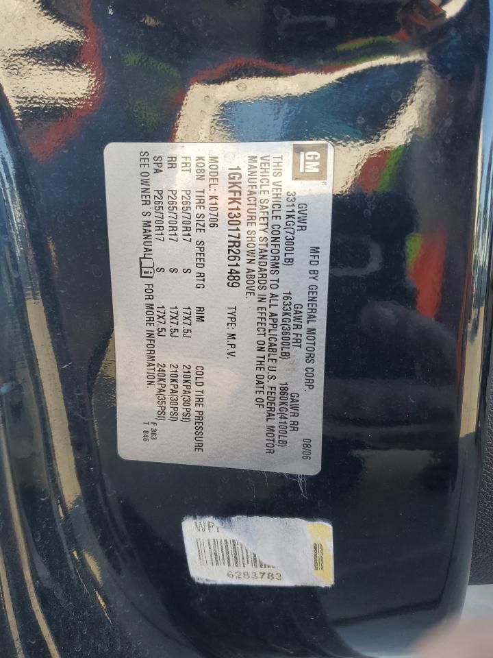 2007 GMC Yukon VIN: 1GKFK13017R261489 Lot: 82744195