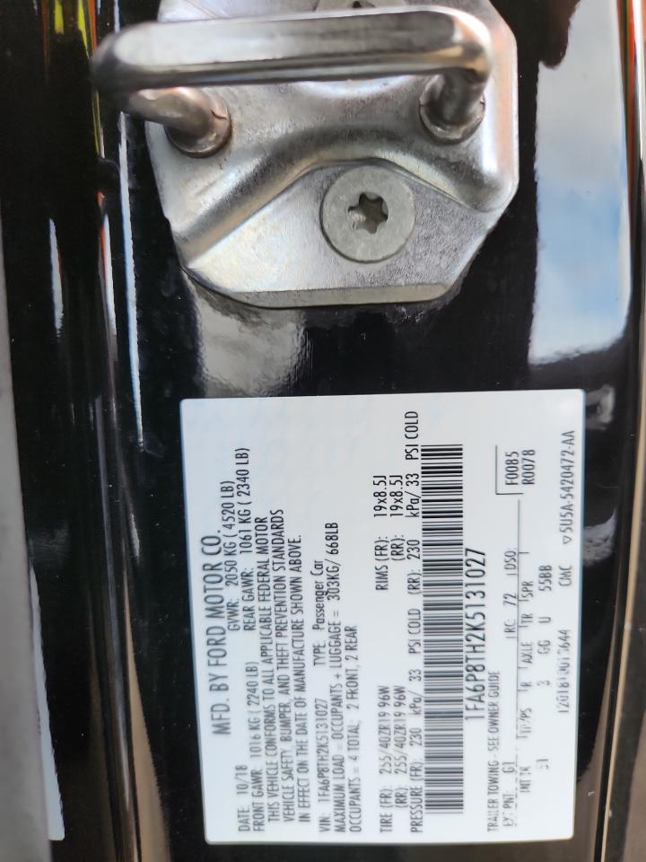 2019 Ford Mustang VIN: 1FA6P8TH2K5131027 Lot: 82712785