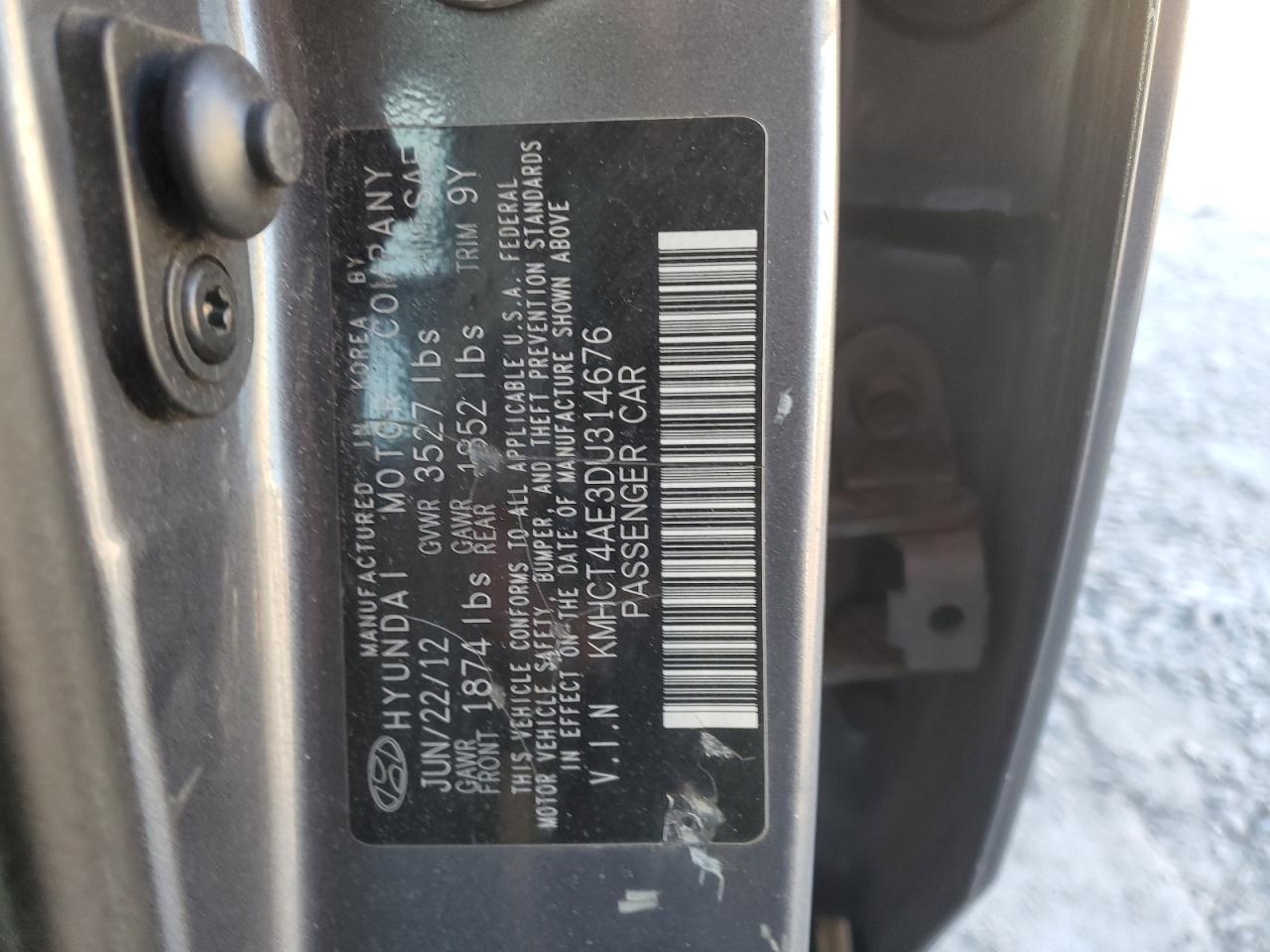 2013 Hyundai Accent Gls VIN: KMHCT4AE3DU314676 Lot: 89617845