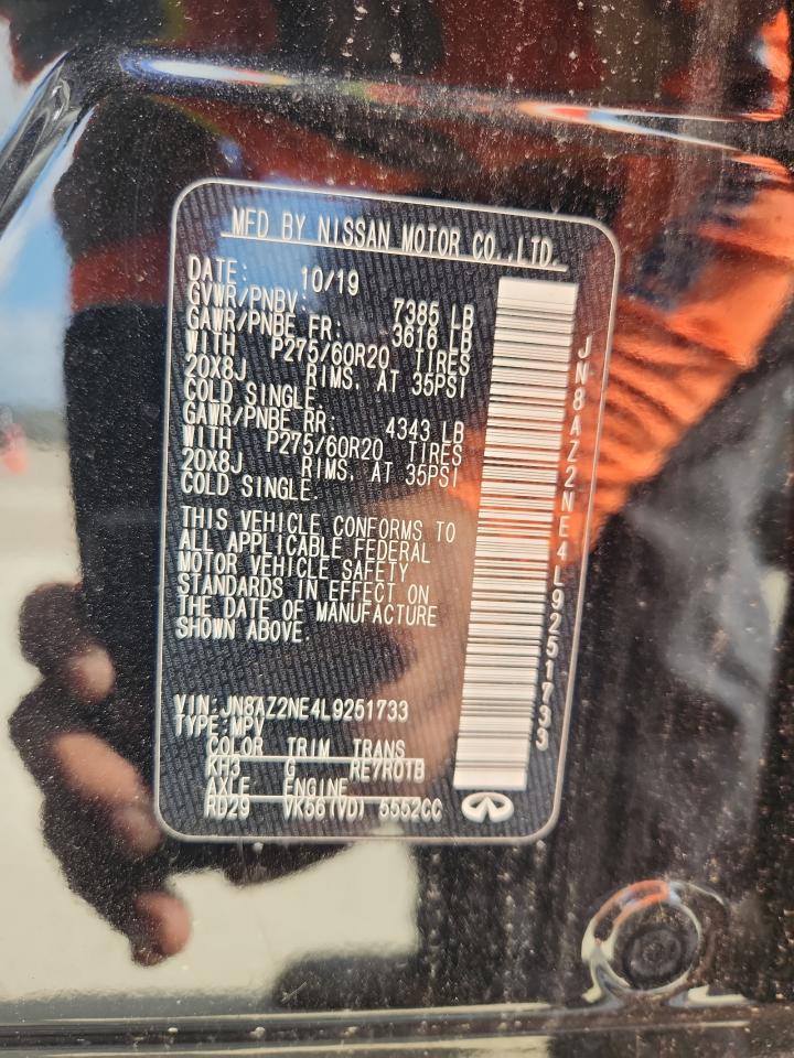 2020 Infiniti Qx80 Luxe VIN: JN8AZ2NE4L9251733 Lot: 82780545