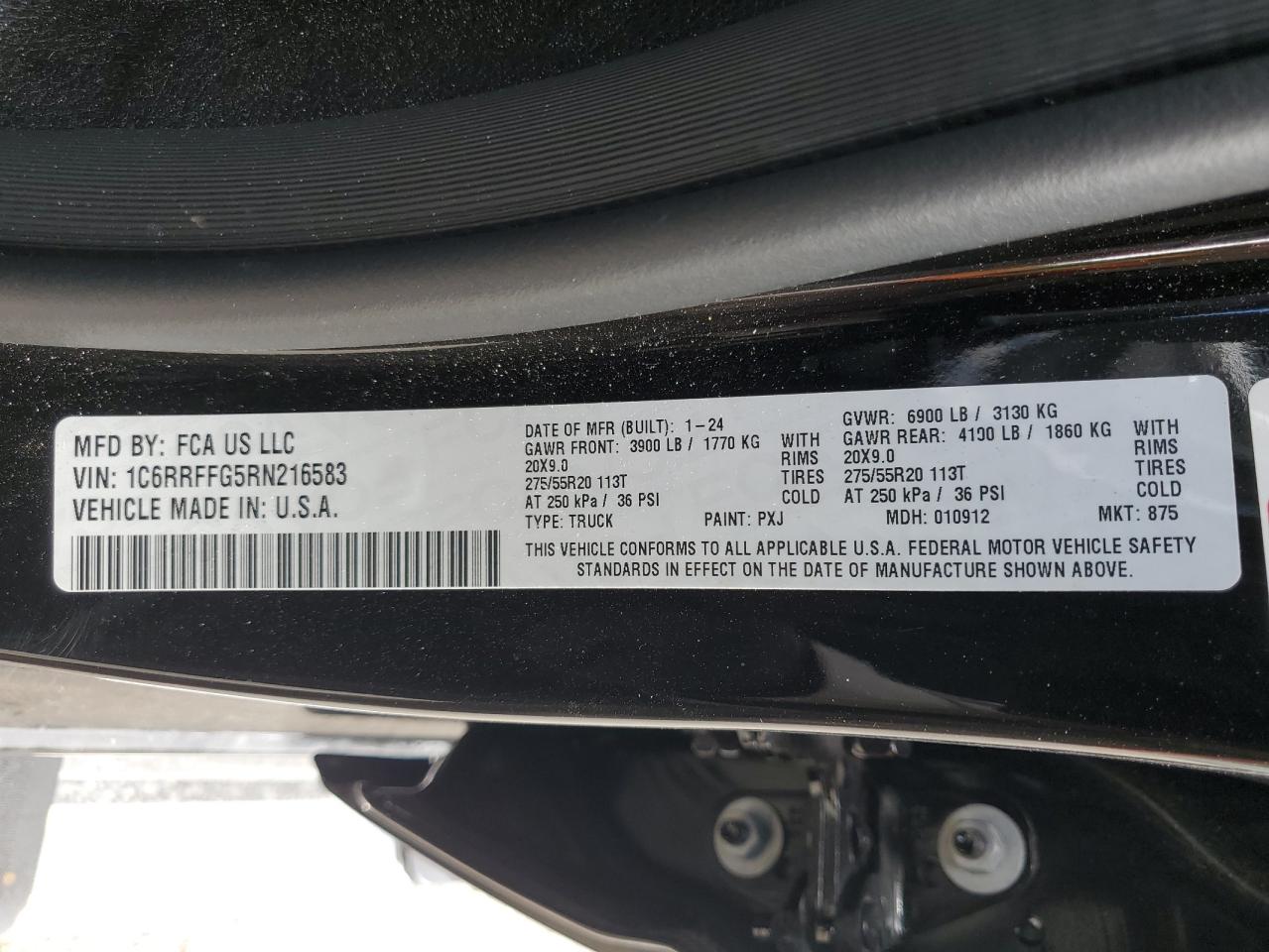 2024 Ram 1500 Big Horn/Lone Star VIN: 1C6RRFFG5RN216583 Lot: 85302545